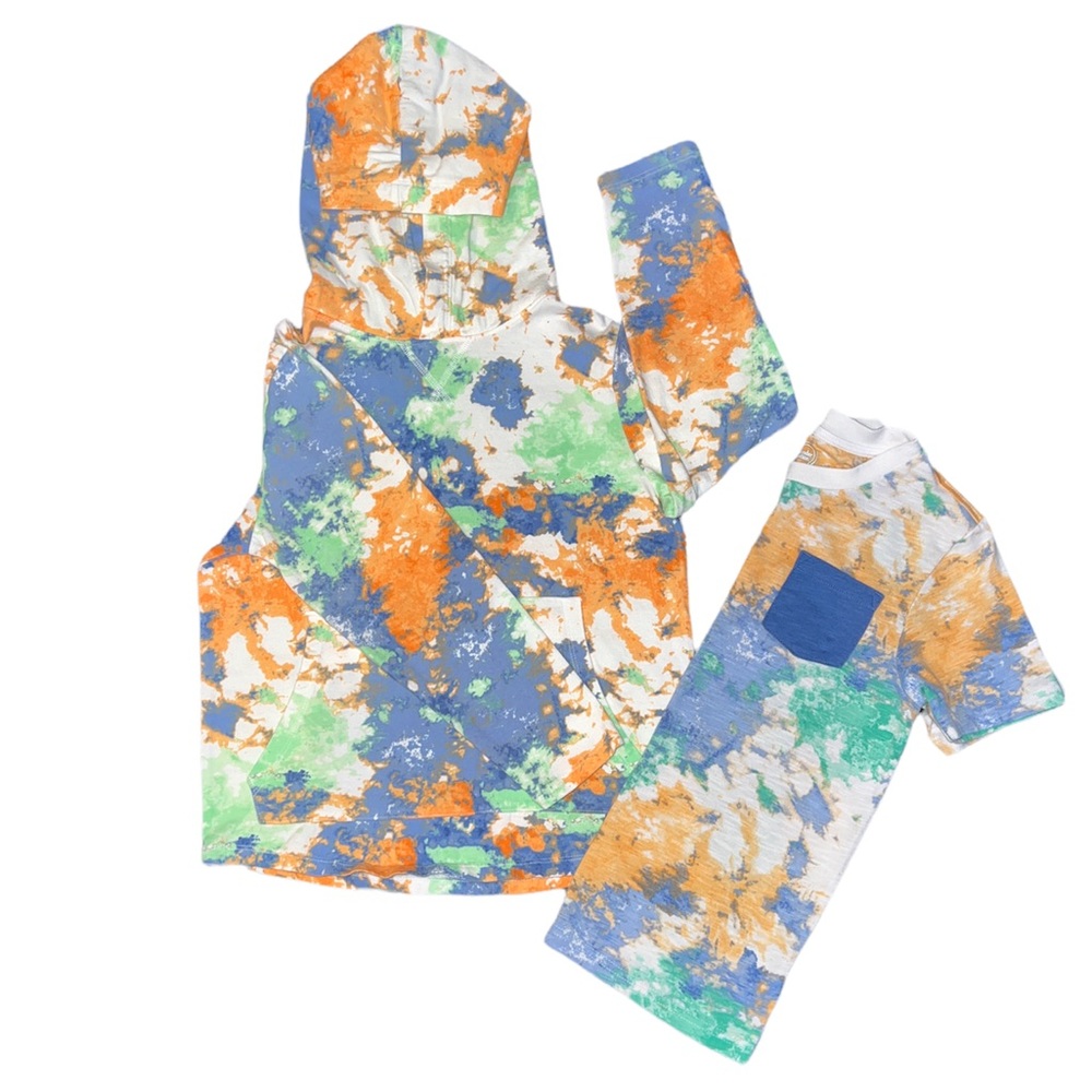 Wonder Nation Tie- Dye Matching Hoodie and T-Shirt Set- Size 8